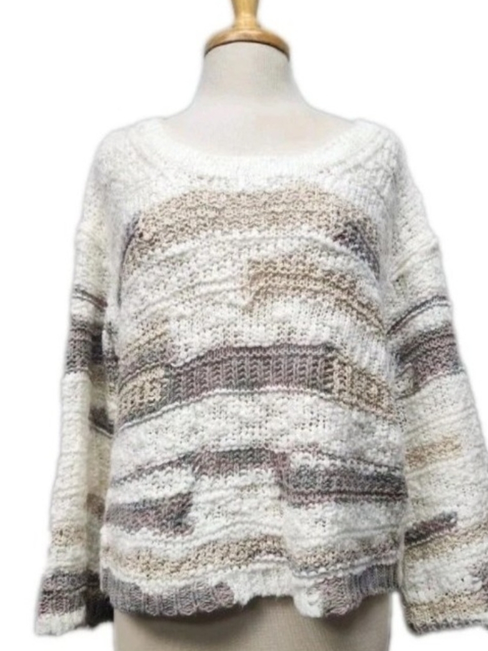 Lush Women's Open Knit Long Sleeve Pullover Cropped LS Sweater Size Small